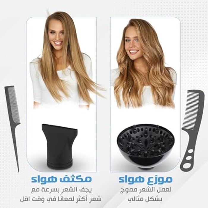 5000W Powerful Professional Hair Dryer, Salon Smooth Hair Dryer Quick and Quiet, with Diffuser, Detachable Nozzle, Two Speed Options, Three Heat Levels, Overheat Protection PT-V1 - Image 5